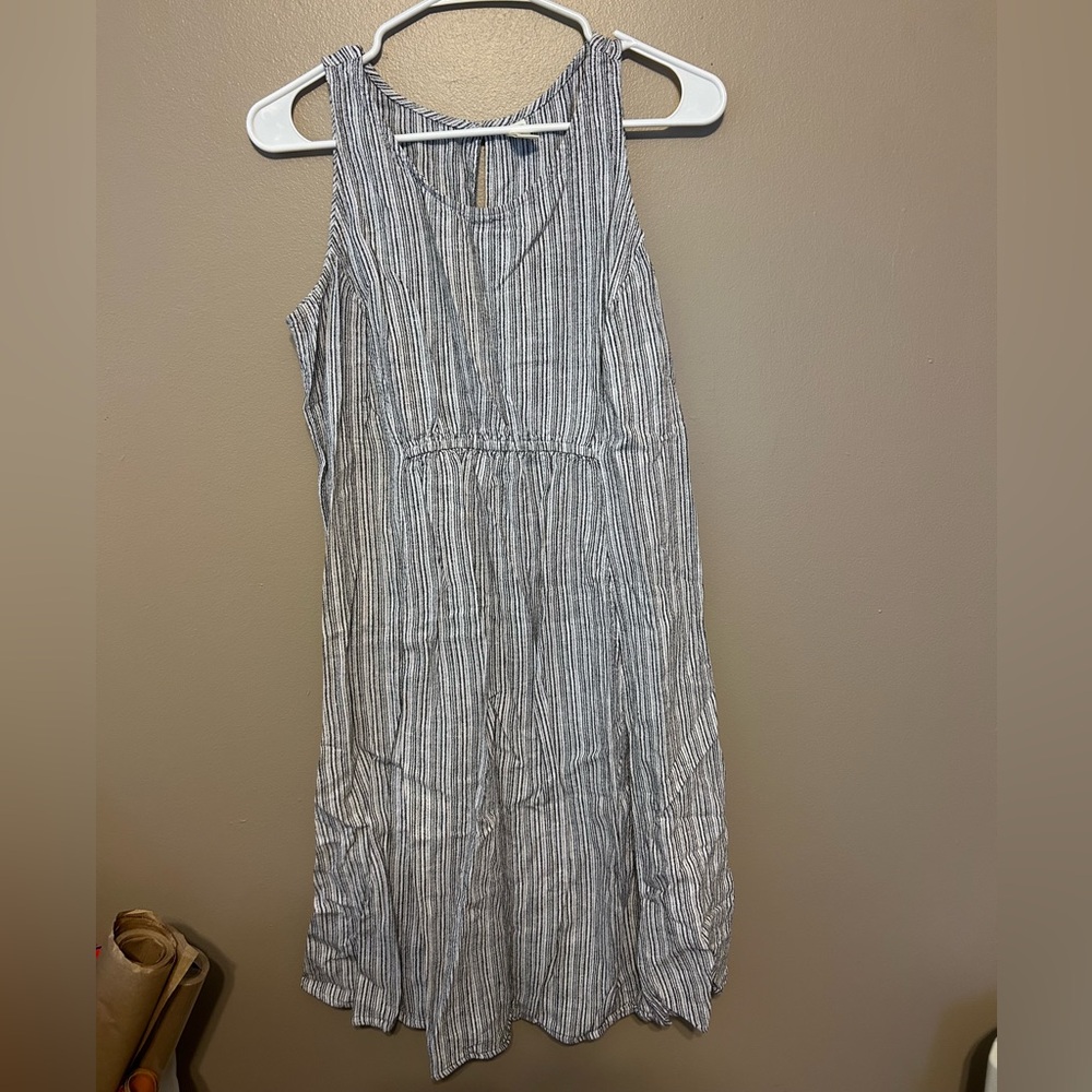 Old Navy Blue and White Striped Midi Dress Maternity